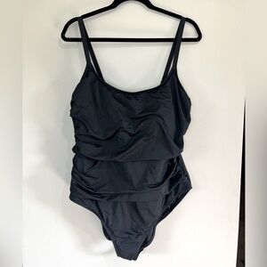 La Blanca‎ Island Goddess Lingerie One Piece - Black NWOT 20W Plus Size Swimwear